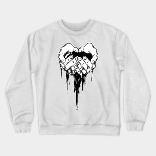 Ink Pool Dripping Through Cupped Hands Crewneck Sweatshirt